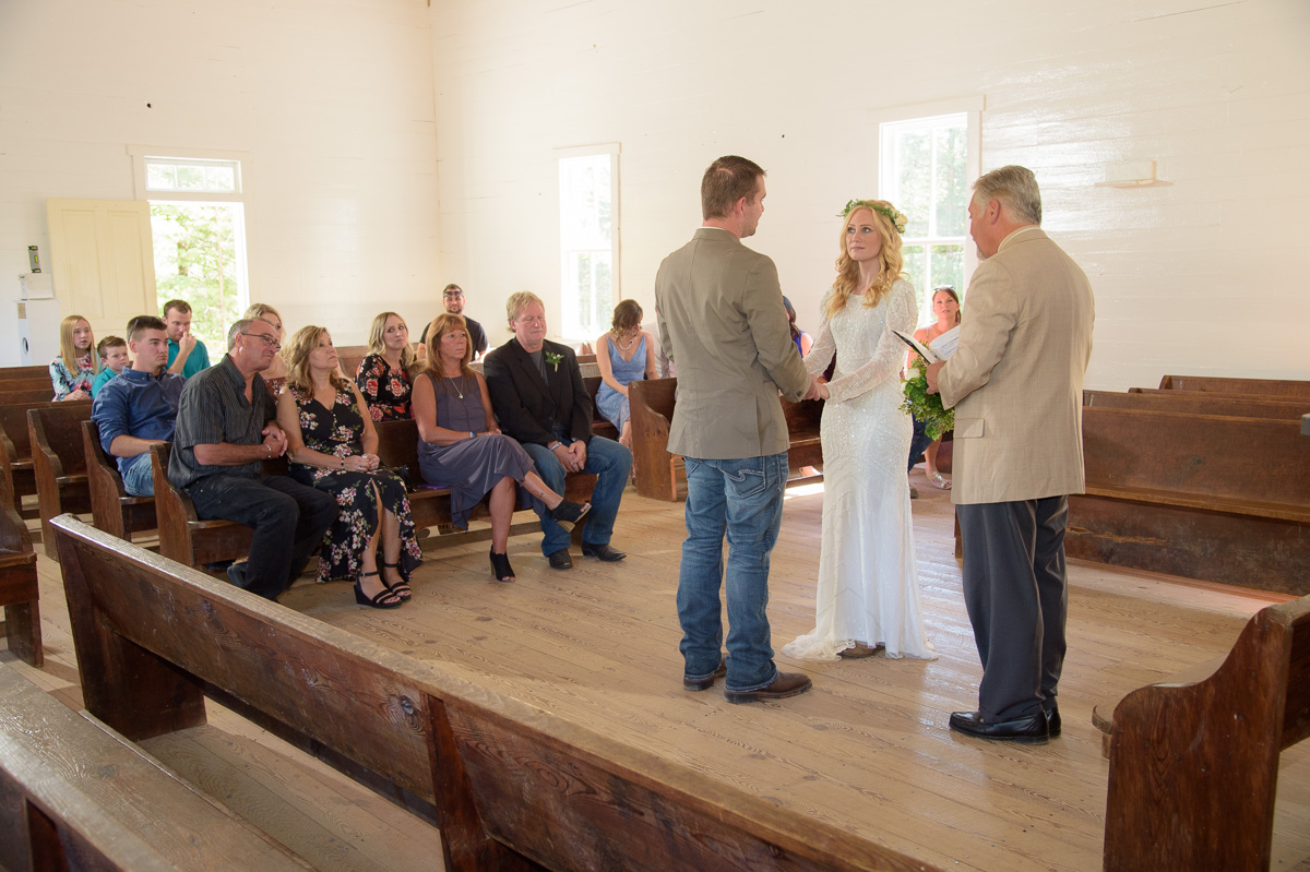 Wedding ceremony in Cades Cove Methodist Church