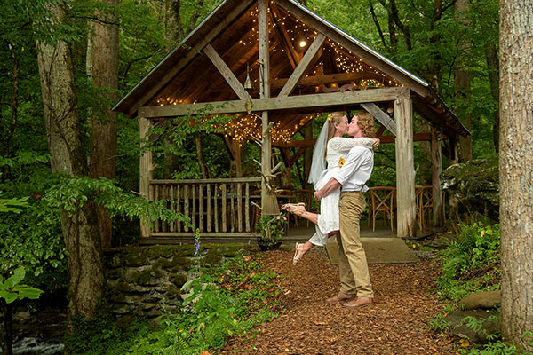 wedding couple celebrate