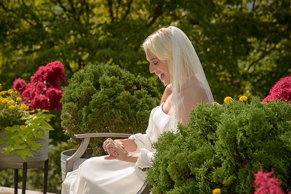 bride looking at ring