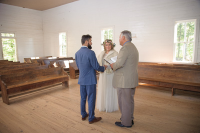 Historic Cades Cove Church wedding package