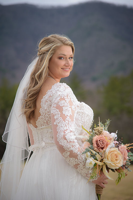 Bride in the tennessee mountains